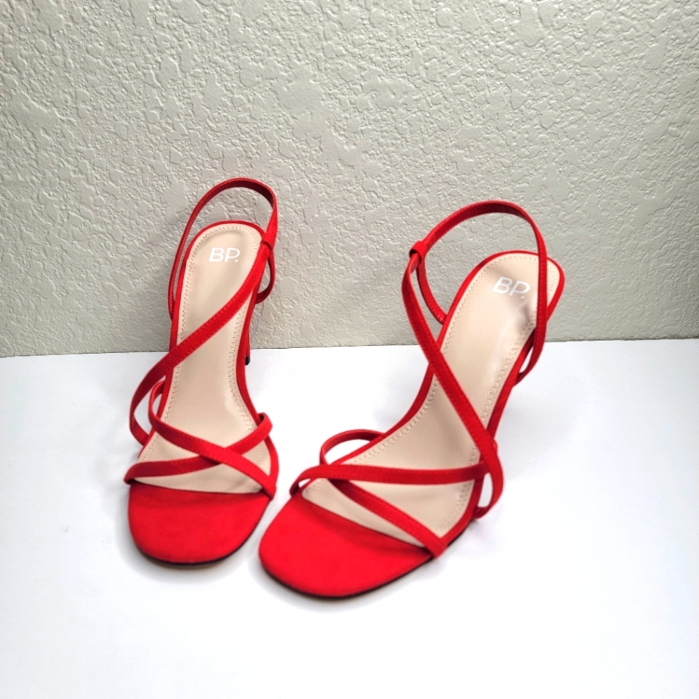 BP Women's Red Hayzel Cross Strap Stilleto Heel Pumps Size 7.5
